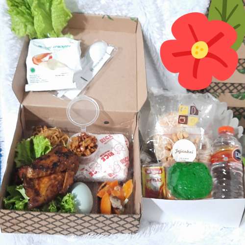 Paket lengkap nasi ayam panggang + kue