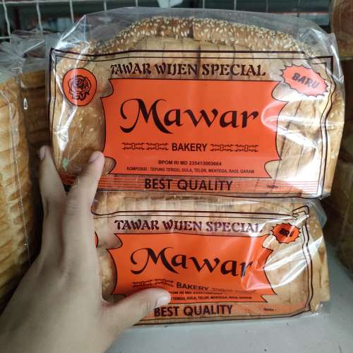 roti tawar wijen bunga mawar putih
