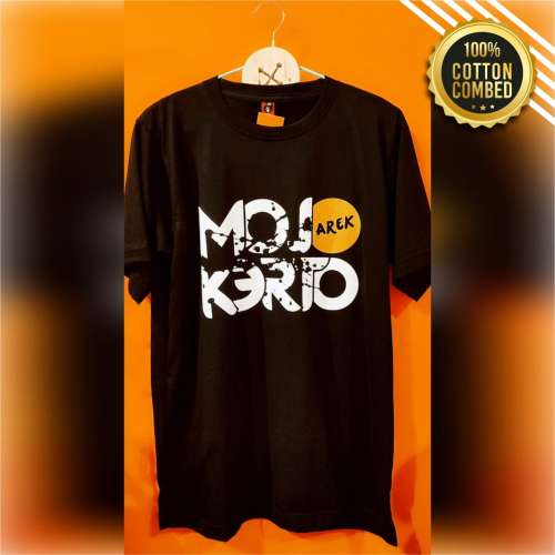 Kaos oleh-oleh khas mojokerto sablon gold