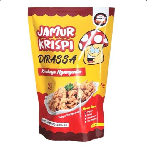 Jamur krispi Dirassa/keripik/camilan enak dan renyah