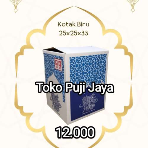 Kardus lebaran kotak biru 25x25x33 (brg ready)