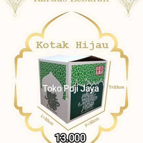 Kardus lebaran kotak hijau 30x30x33 (brg ready)