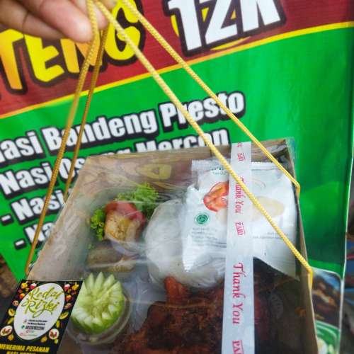 Nasi Bebek iteng kemas kardus tali