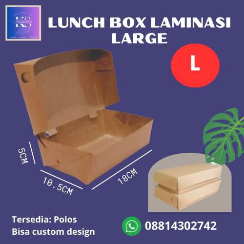 Lunch Box Laminasi Brown Kraft 1 pack isi 100 size L