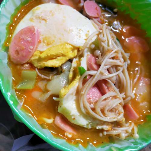 Seblak telur+enoki