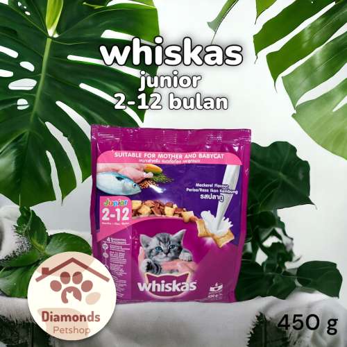 Whiskas rasa mackarel flavour junior 2-12 bulan