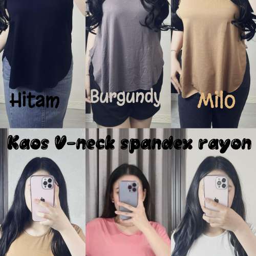 Kaos v-neck spandex rayon