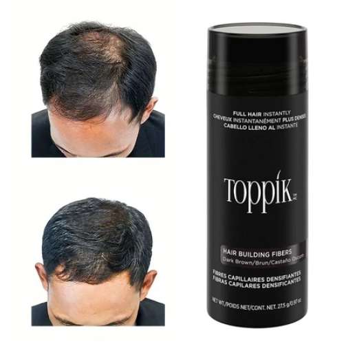 Serbuk Penutup Botak TOPPIK Hair Fiber Original Bedak Penutup Uban Pitak Pewarna Rambut Instant - Hitam