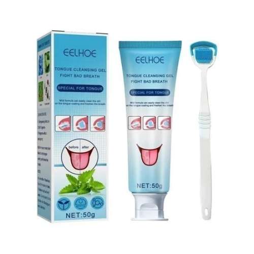 EELHOE Gel Pembersih Lidah Bau Mulut + Alat Sikat Pembersih Pelapis Lidah Toungue Cleansing Gel