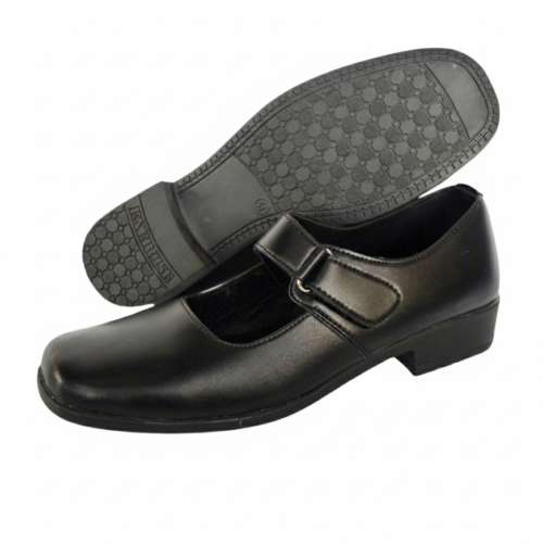 Sepatu Pantofel Wanita Kerja Paskibraka Kulit Model Rekat Velcro