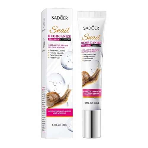 SADOER Snail Collagen Eye Cream / Krim Ampuh Menghilangkan Kantung Mata Panda dan Kerutan Bawah Mata