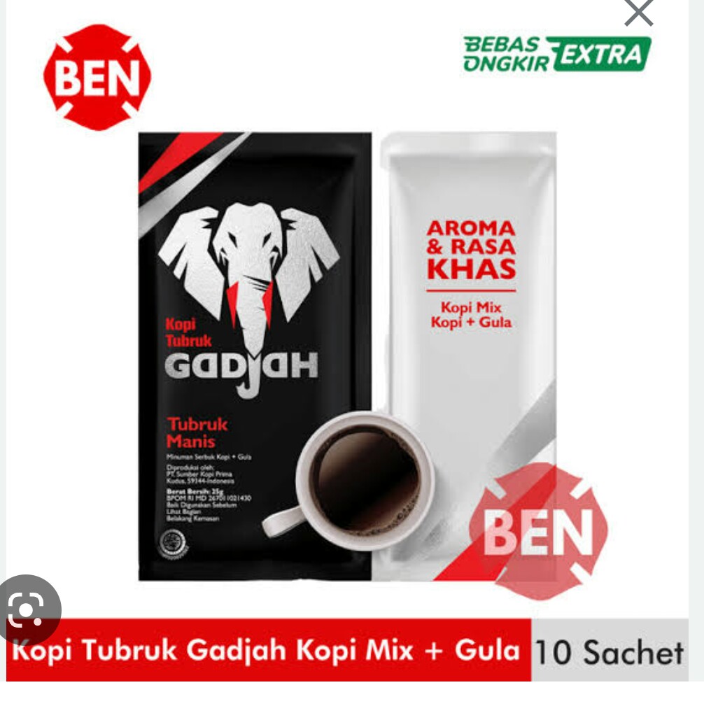 Kopi Tubruk Gadjah Kopi Mix Gula Renceng isi 10 sachet Sinergi Smart